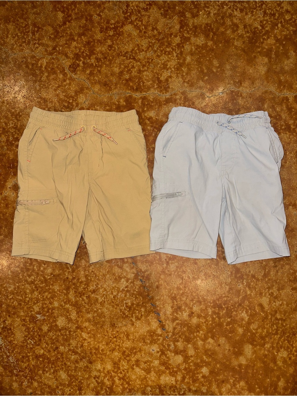 Eddie Bauer Kids Cargo Shorts in Tan and Light Blue
